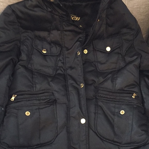 Guess Fur Hooded Jacket black with Gold Accents - Picture 3 of 12